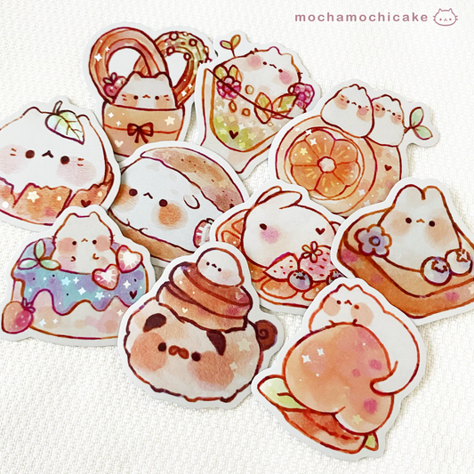 Cute Animal Desserts 8 Vinyl Stickers