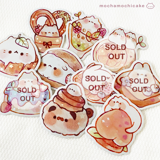 Cute Animal Desserts 8 Vinyl Stickers