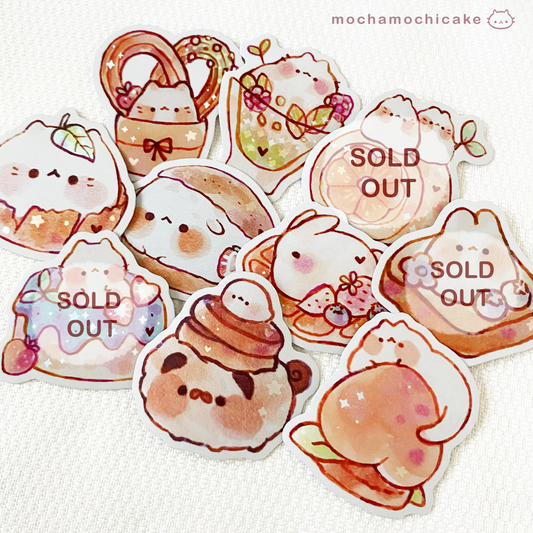 Cute Animal Desserts 8 Vinyl Stickers