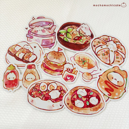 Cute Animal Foodies 4 Vinyl Stickers