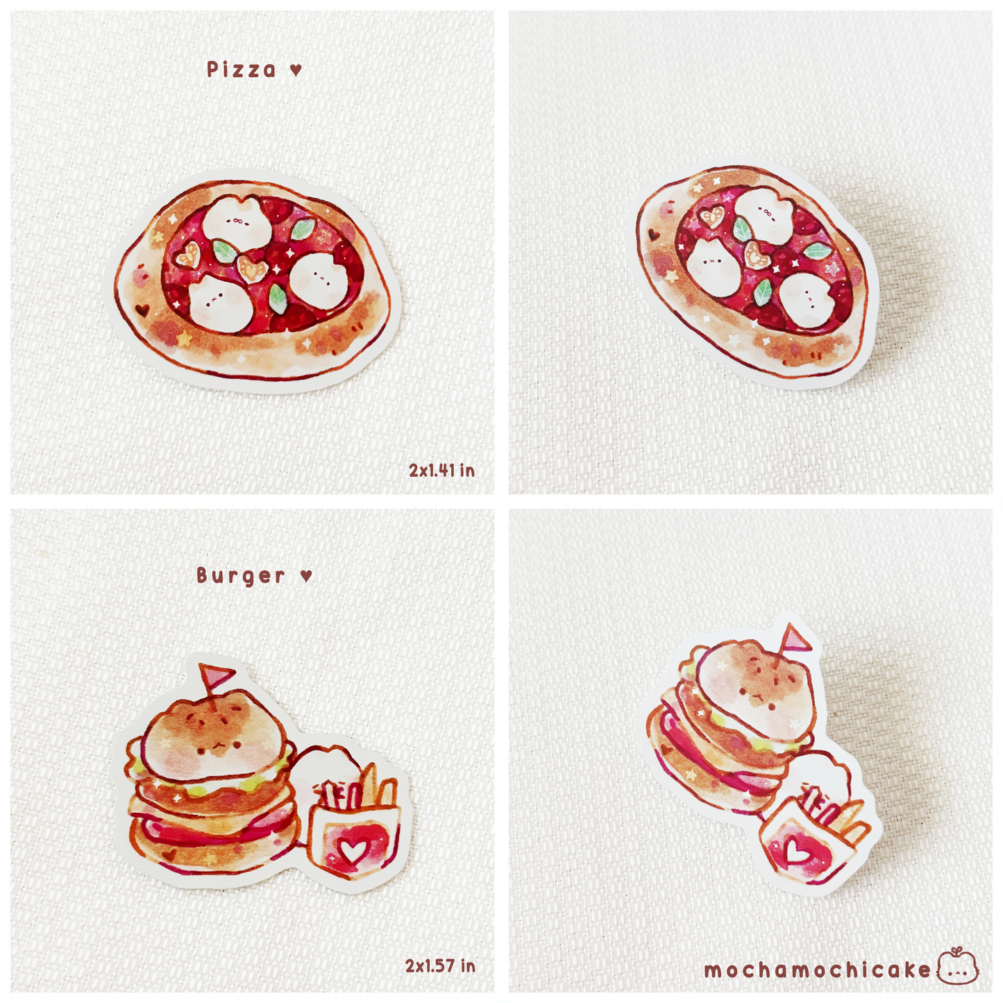 Cute Animal Foodies 4 Vinyl Stickers