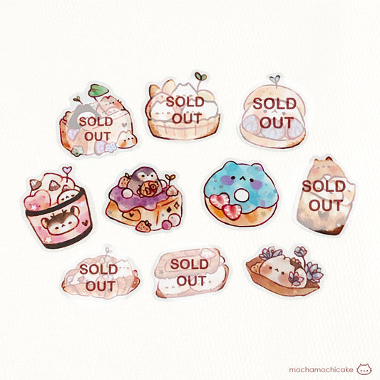 Cute Animal Desserts 4 Vinyl Stickers