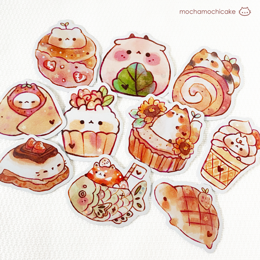 Cute Animal Desserts 5 Vinyl Stickers