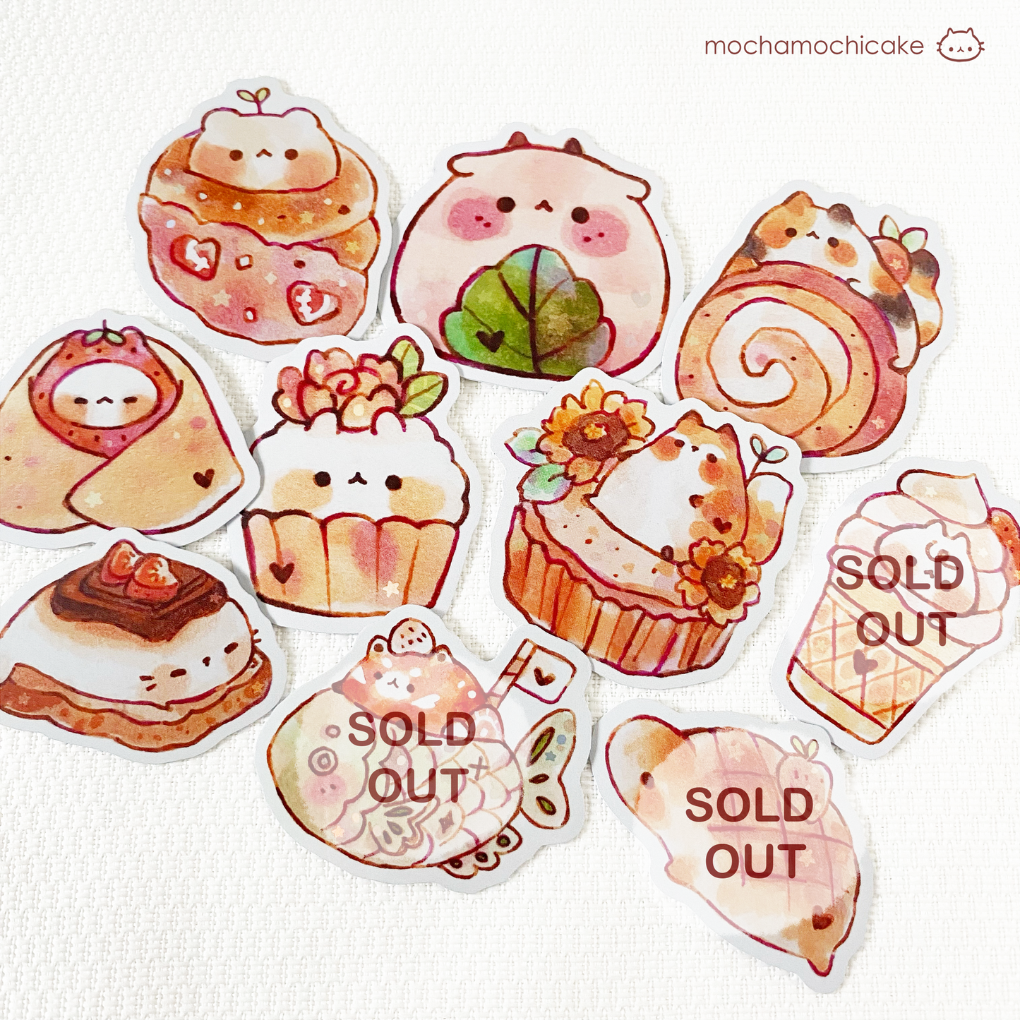 Cute Animal Desserts 5 Vinyl Stickers