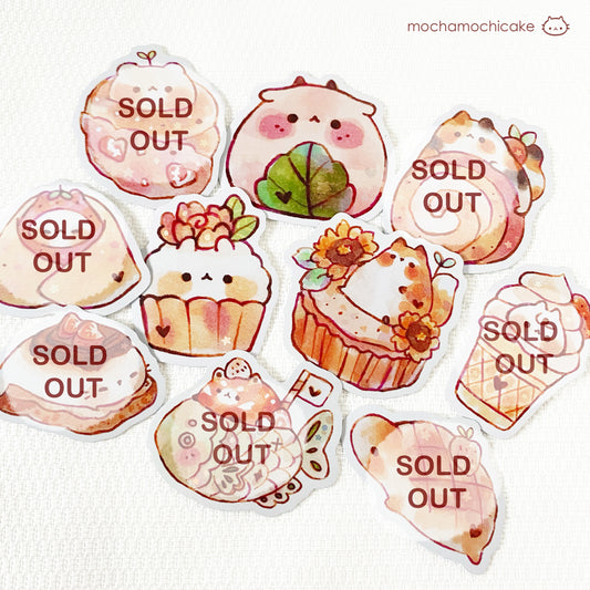 Cute Animal Desserts 5 Vinyl Stickers