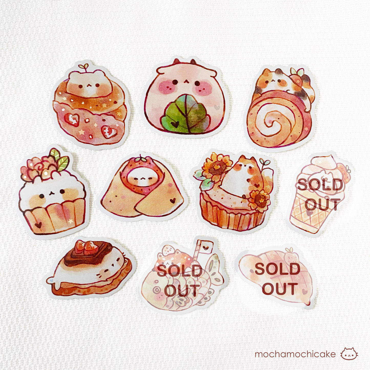 Cute Animal Desserts 5 Vinyl Stickers