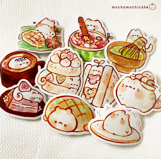 Cute Animal Desserts 9 Vinyl Stickers