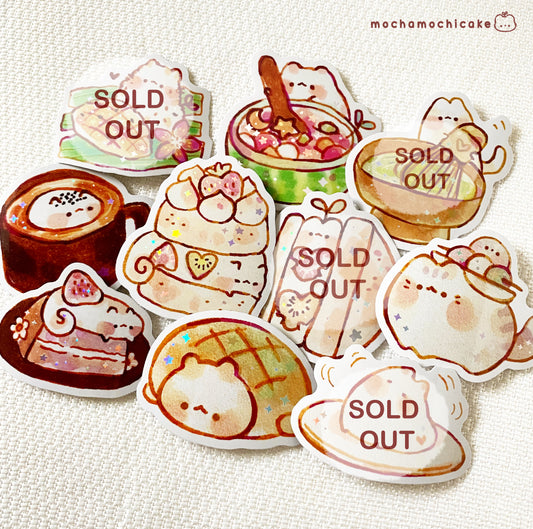 Cute Animal Desserts 9 Vinyl Stickers