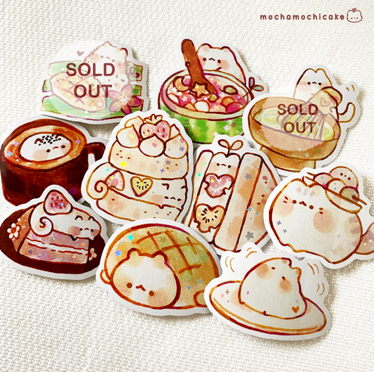 Cute Animal Desserts 9 Vinyl Stickers