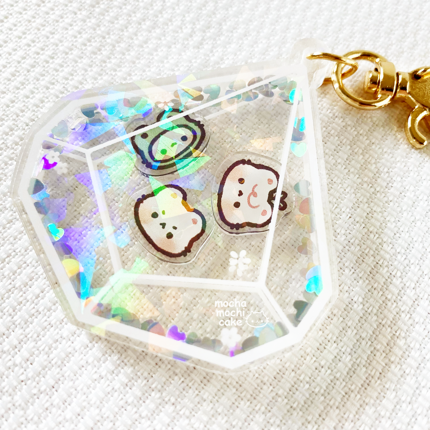 Diamond Little Bears Acrylic Shaker Keychain