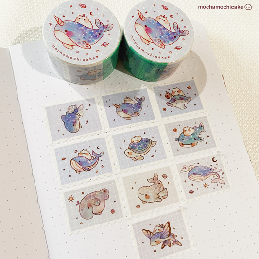 Dreamy Galaxy Sea Marine Animals Stamp Washi Tape