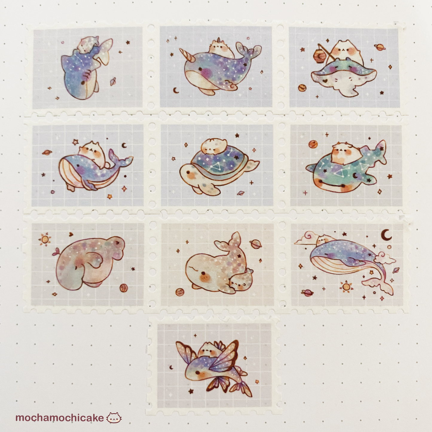 Dreamy Galaxy Sea Marine Animals Stamp Washi Tape
