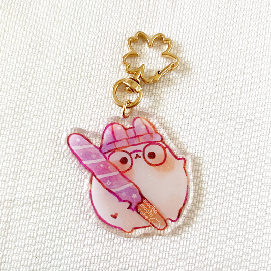 Purple Pocky Cat Acrylic Keychain