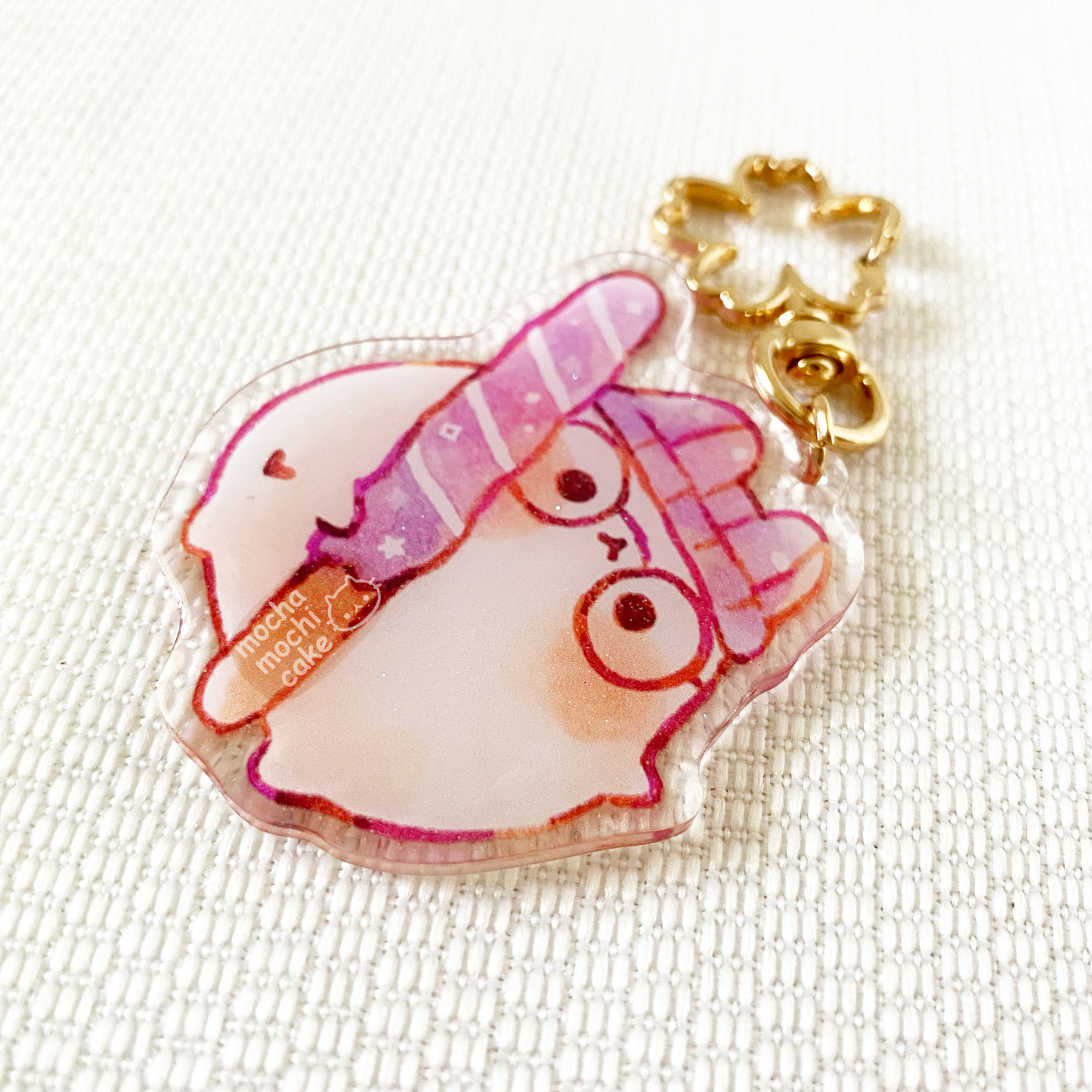 Purple Pocky Cat Acrylic Keychain