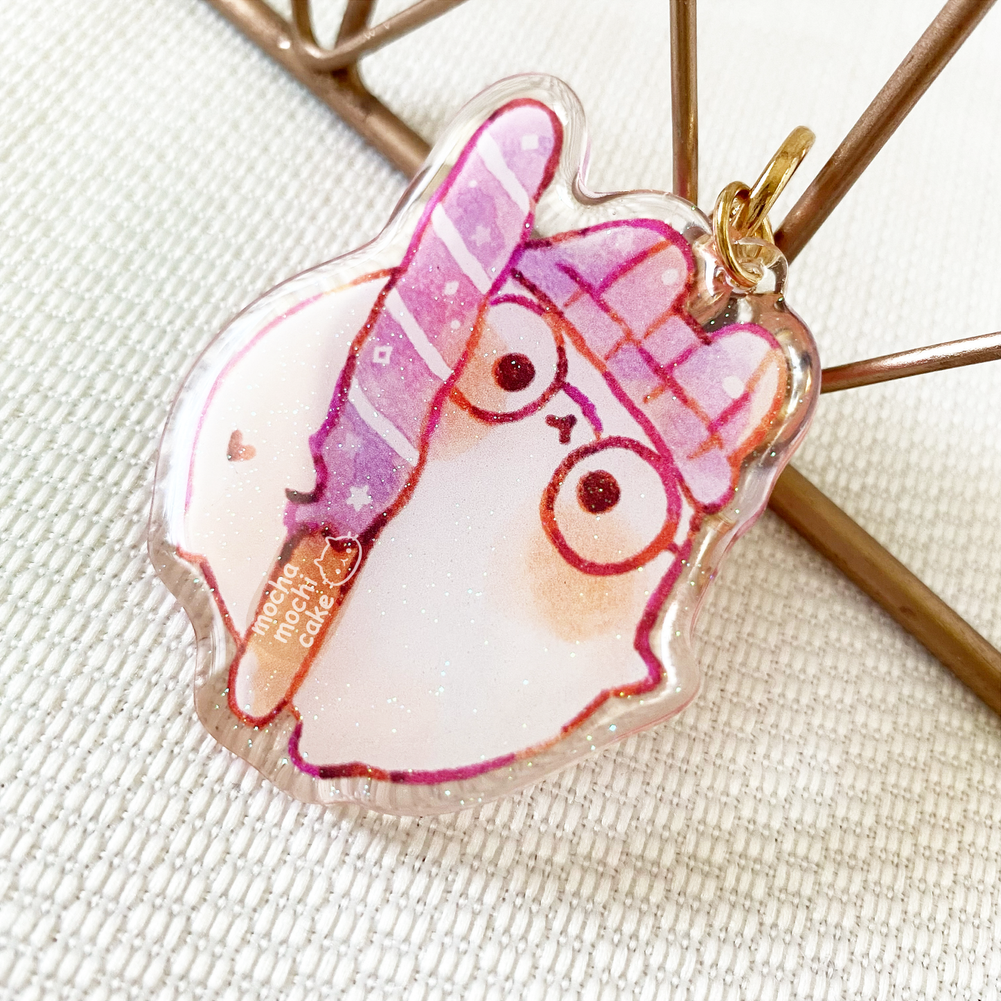 Purple Pocky Cat Acrylic Keychain