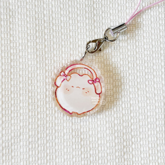 Pink Headphones Kitty Phone Charm
