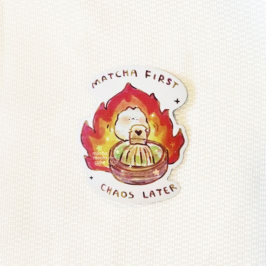 Matcha First Chaos Later Vinyl Sticker