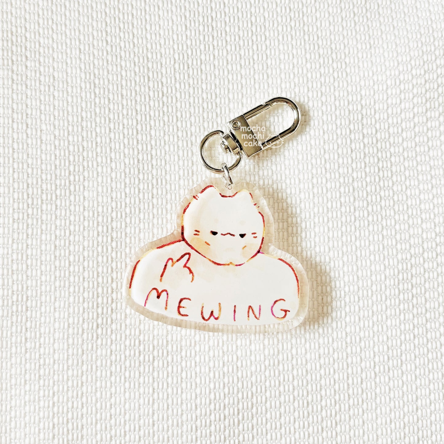 Mewing Cat Perfect Jawline Acrylic Keychain