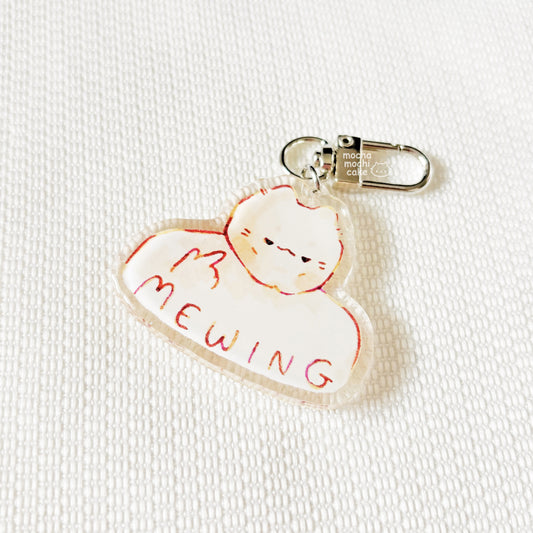 Mewing Cat Perfect Jawline Acrylic Keychain