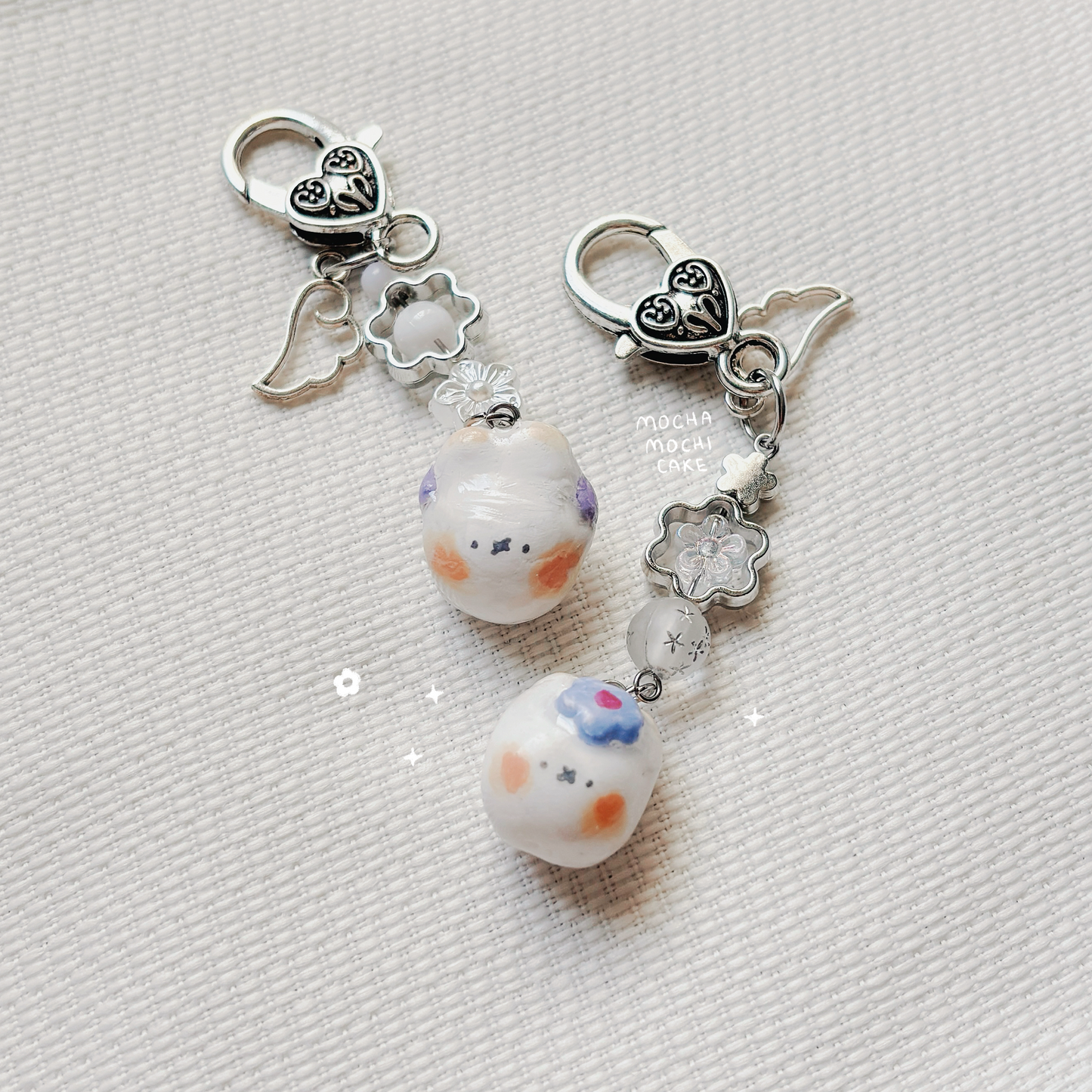 Miffy Head Flowers Polymer Clay Keychain