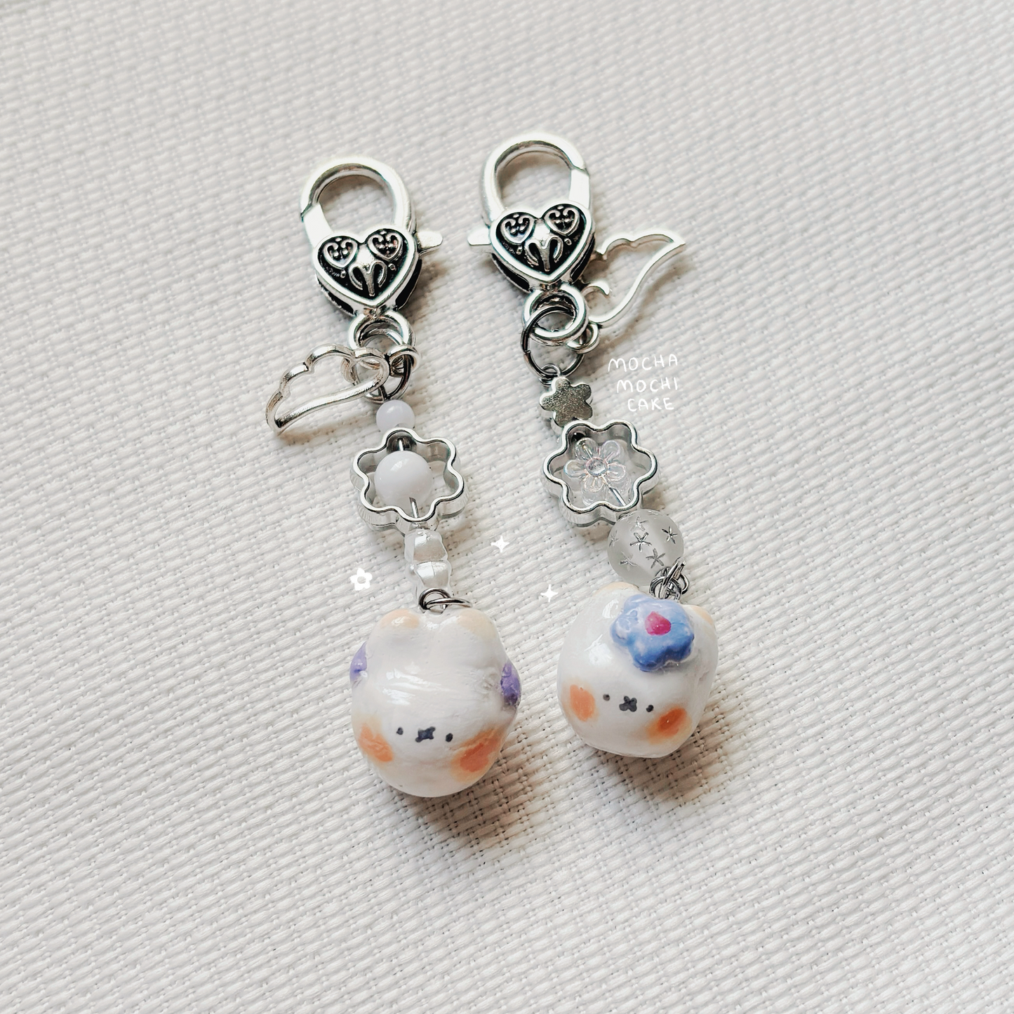 Miffy Head Flowers Polymer Clay Keychain