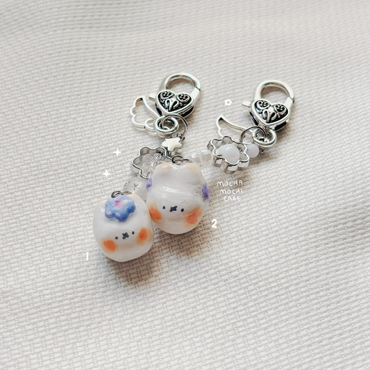 Miffy Head Flowers Polymer Clay Keychain