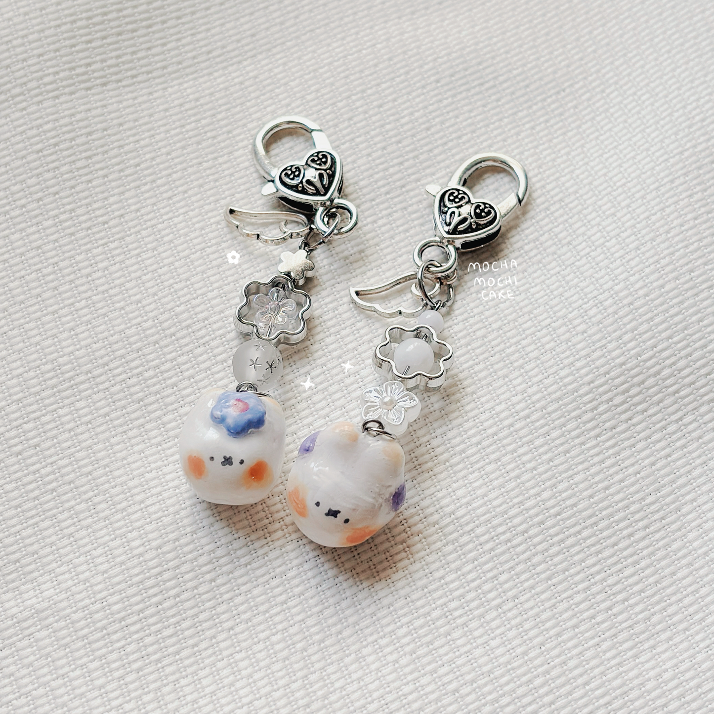 Miffy Head Flowers Polymer Clay Keychain