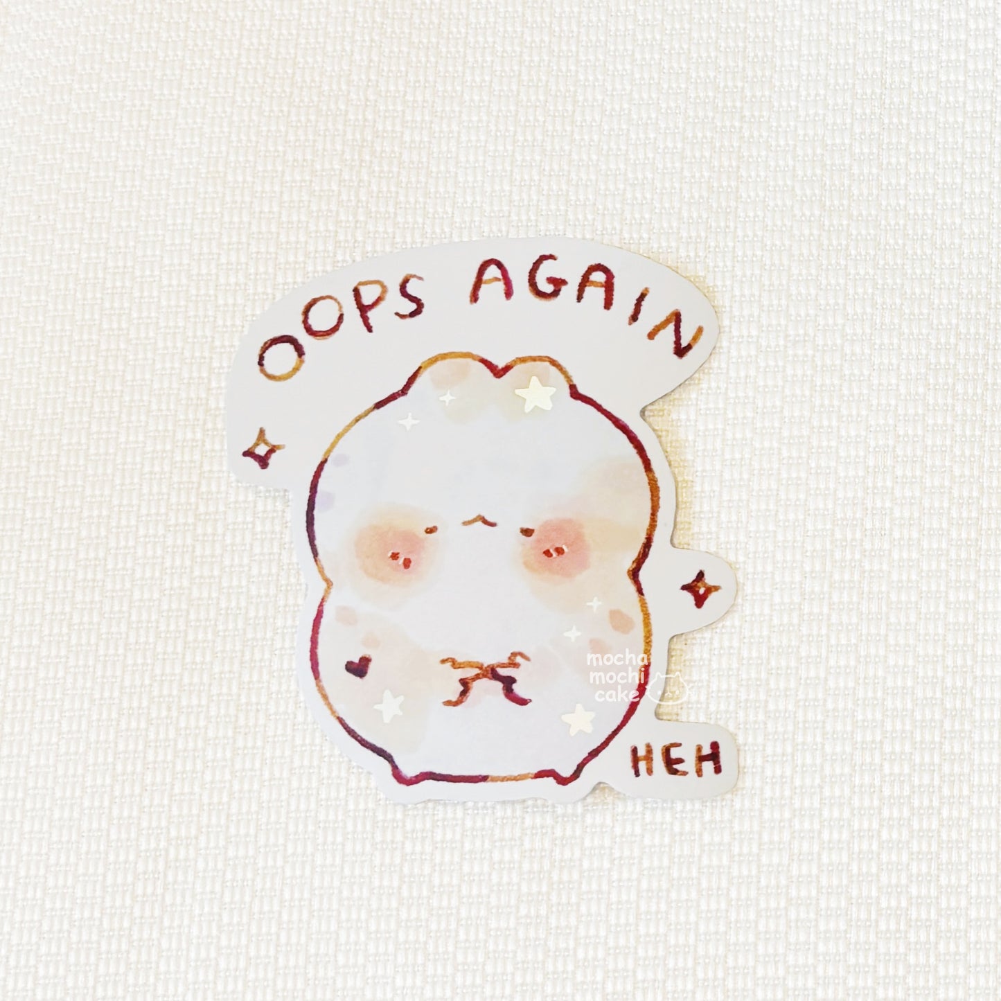 Oops Again Hehe Empty Vinyl Sticker