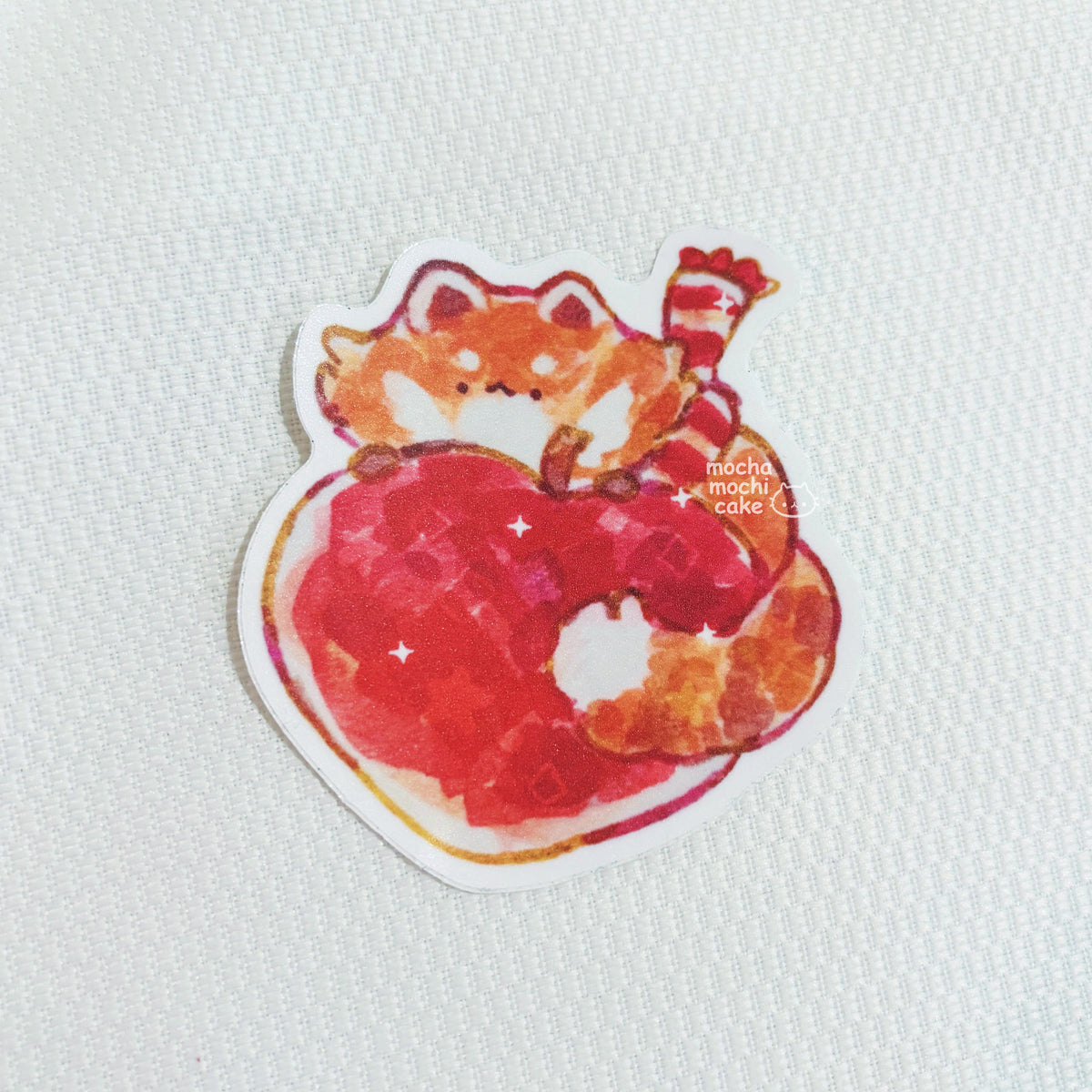 Red Panda Apple Vinyl Sticker