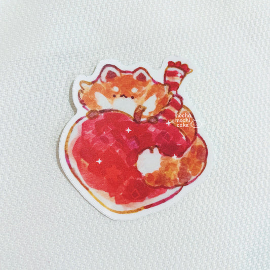 Red Panda Apple Vinyl Sticker