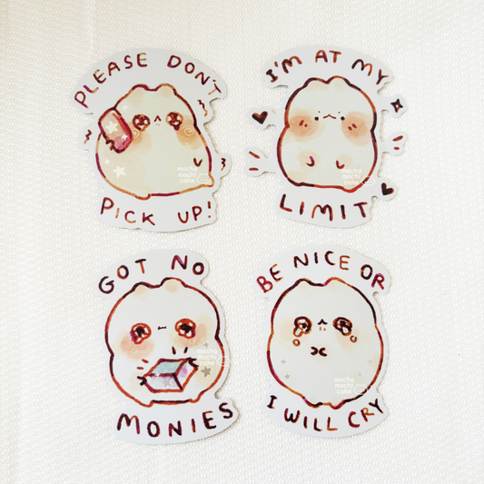 Relatable Funny Crying Angry Cats Vinyl Stickers